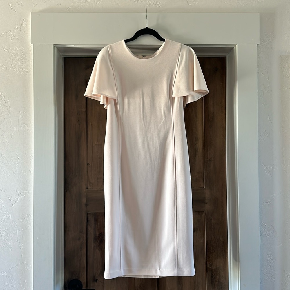 Calvin Klein Pale Pink Flutter Sleeves Sheath Dress